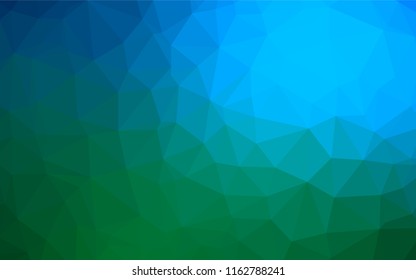 Dark Blue, Green vector low poly texture. Modern geometrical abstract illustration with gradient. A completely new template for your business design.