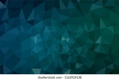Dark Blue, Green vector low poly cover. Geometric illustration in Origami style with gradient.  Completely new template for your banner.
