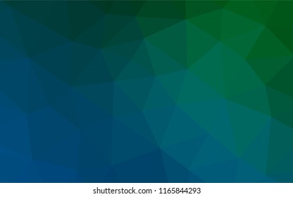 Dark Blue, Green vector low poly cover. Triangular geometric sample with gradient.  The template can be used as a background for cell phones.