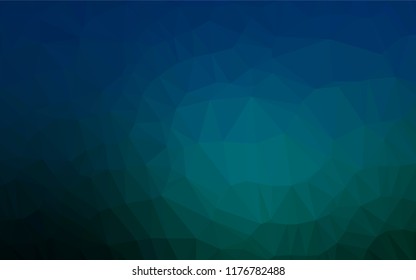Dark Blue, Green vector low poly cover. Creative geometric illustration in Origami style with gradient. Triangular pattern for your business design.