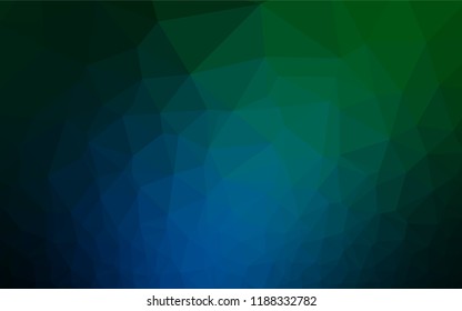 Dark Blue, Green vector low poly layout. Colorful abstract illustration with gradient. The best triangular design for your business.