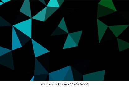 Dark Blue, Green vector low poly layout. Shining illustration, which consist of triangles. Triangular pattern for your business design.
