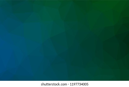 Dark Blue, Green vector low poly texture. Geometric illustration in Origami style with gradient.  Brand new style for your business design.