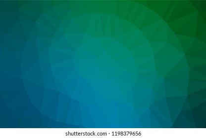 Dark Blue, Green vector low poly texture. An elegant bright illustration with gradient. Triangular pattern for your business design.