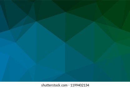 Dark Blue, Green vector low poly layout. Triangular geometric sample with gradient.  The best triangular design for your business.