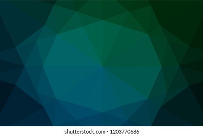 Dark Blue, Green vector low poly cover. Glitter abstract illustration with an elegant design. Triangular pattern for your business design.