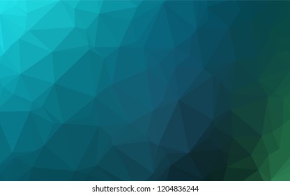 Dark Blue, Green vector low poly texture. Shining illustration, which consist of triangles. The textured pattern can be used for background.