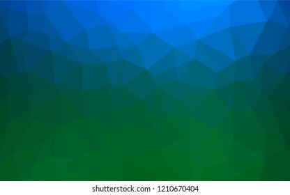 Dark Blue, Green vector low poly layout. Brand new colored illustration in blurry style with gradient. Triangular pattern for your business design.