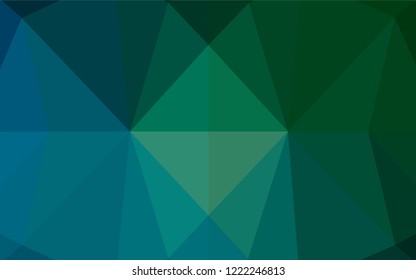 Dark Blue, Green vector low poly texture. Shining illustration, which consist of triangles. The completely new template can be used for your brand book.