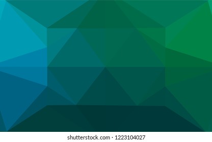 Dark Blue, Green vector low poly cover. Brand new colored illustration in blurry style with gradient. The polygonal design can be used for your web site.