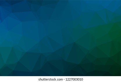 Dark Blue, Green vector low poly layout. A completely new color illustration in a vague style. Triangular pattern for your business design.