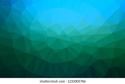 Dark Blue, Green vector low poly cover. Geometric illustration in Origami style with gradient.  The textured pattern can be used for background.