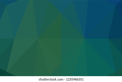 Dark Blue, Green vector low poly texture. Creative geometric illustration in Origami style with gradient. The polygonal design can be used for your web site.