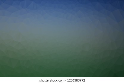Dark Blue, Green vector low poly texture. Triangular geometric sample with gradient.  The completely new template can be used for your brand book.