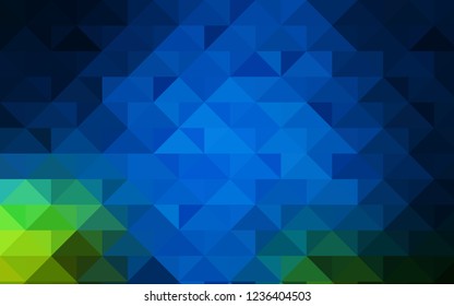 Dark Blue, Green vector low poly template. Creative illustration in halftone style with gradient. A completely new design for your business.