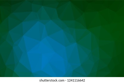 Dark Blue, Green vector low poly texture. Creative illustration in halftone style with gradient. The best triangular design for your business.