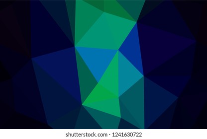 Dark Blue, Green vector low poly cover. Elegant bright polygonal illustration with gradient. A completely new design for your leaflet.