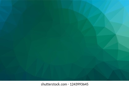 Dark Blue, Green vector low poly layout. Triangular geometric sample with gradient.  A completely new template for your business design.