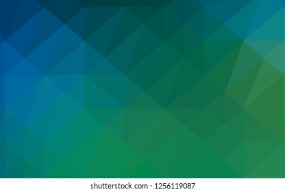 Dark Blue, Green vector low poly texture. A sample with polygonal shapes. Brand new style for your business design.