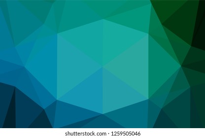 Dark Blue, Green vector low poly cover. Shining illustration, which consist of triangles. The polygonal design can be used for your web site.