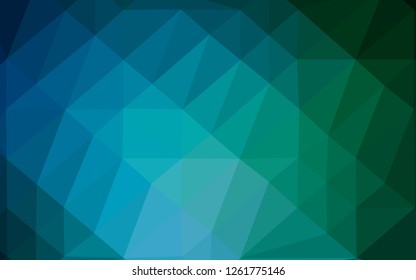 Dark Blue, Green vector low poly texture. Modern geometrical abstract illustration with gradient. The best triangular design for your business.