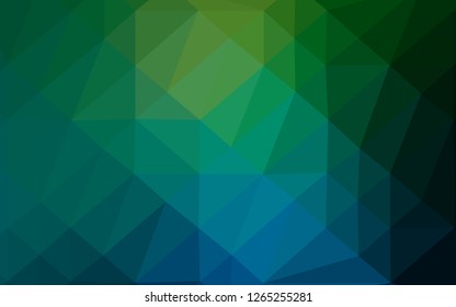 Dark Blue, Green vector low poly cover. Shining illustration, which consist of triangles. The best triangular design for your business.
