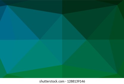 Dark Blue, Green vector low poly cover. Shining colored illustration in a Brand new style. The best triangular design for your business.