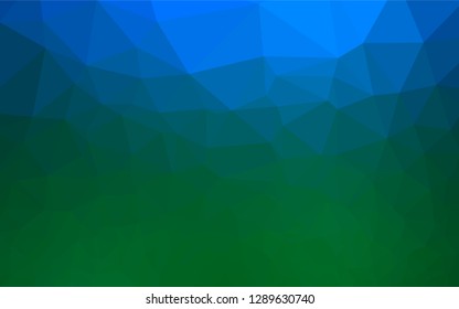 Dark Blue, Green vector low poly texture. Creative illustration in halftone style with gradient. The best triangular design for your business.