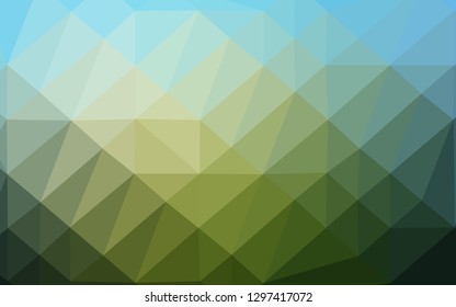 Dark Blue, Green vector low poly texture. Geometric illustration in Origami style with gradient. Template for your brand book.