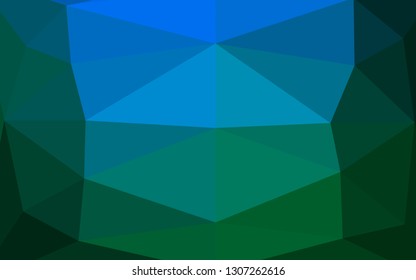 Dark Blue, Green vector low poly texture. Shining colored illustration in a Brand new style. Template for your brand book.