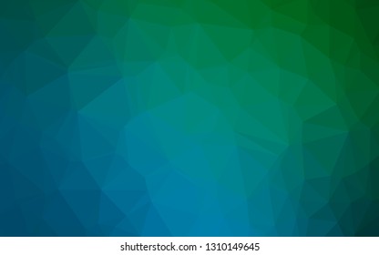 Dark Blue, Green vector low poly cover. Geometric illustration in Origami style with gradient. Polygonal design for your web site.