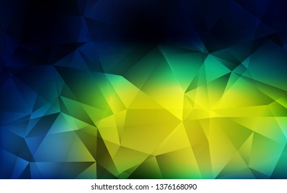 Dark Blue, Green vector low poly layout. Colorful illustration in abstract style with triangles. Best triangular design for your business.