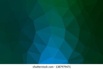 Dark Blue, Green vector low poly texture. A vague abstract illustration with gradient. Template for a cell phone background.