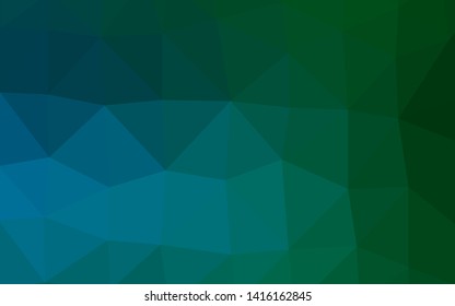 Dark Blue, Green vector low poly cover. Modern geometrical abstract illustration with gradient. Elegant pattern for a brand book.