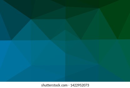 Dark Blue, Green vector low poly texture. Colorful illustration in Origami style with gradient.  Template for a cell phone background.