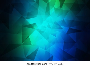 Dark Blue, Green vector low poly texture. A completely new color illustration in a polygonal style. New template for your brand book.