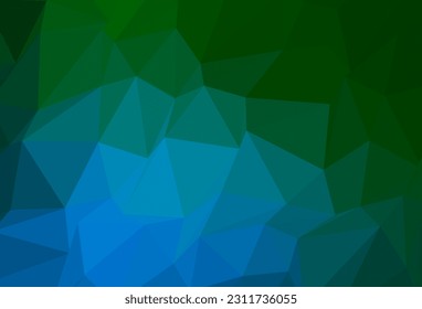 Azul oscuro, verde vectorial bajo diseño de polos. Ilustración abstracta colorida con gradiente. Patrón triangular para el diseño de su negocio.