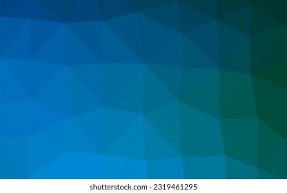 Dark Blue, Green vector low poly texture. Triangular geometric sample with gradient.  Elegant pattern for a brand book.