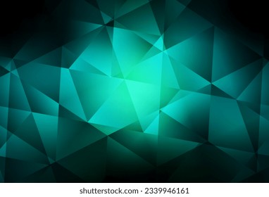 Dark Blue, Green vector low poly texture. Glitter abstract illustration with an elegant triangles. Triangular pattern for your design.