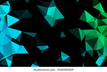 Dark Blue, Green vector low poly texture. A vague abstract illustration with gradient. Triangular pattern for your business design.