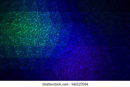 Dark Blue Green vector low poly crystal background with snowflakes. Polygon christmas design pattern . Low poly illustration of New Year celebration.