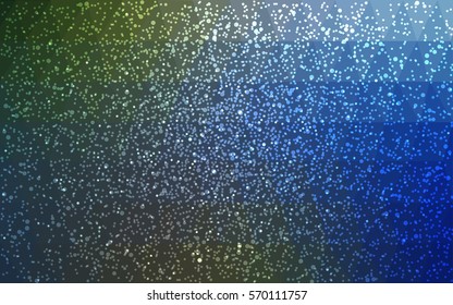 Dark Blue Green vector low poly crystal background with snowflakes. Polygon christmas design pattern . Low poly illustration of New Year celebration.