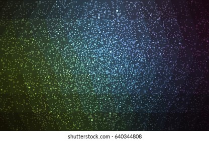 Dark Blue, Green vector low poly crystal background with snowflakes. Polygon christmas design pattern . Low poly illustration of New Year celebration.