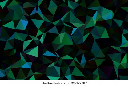 Dark Blue, Green vector low poly background. Triangular geometric sample with gradient.  The textured pattern can be used for background.