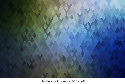 Dark Blue, Green vector low poly background. A sample with a polygonal design. Illustration in polygonal style with repeating squares