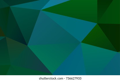 Dark Blue, Green vector low poly pattern. Colorful abstract illustration with gradient. Triangular pattern for your business design.