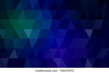 Dark Blue, Green vector Low poly crystal background. Polygon design pattern. Low poly illustration, low polygon background.