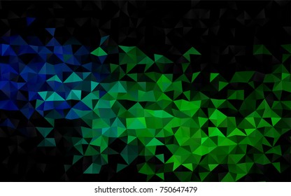 Dark Blue, Green vector low poly pattern. Triangular geometric sample with gradient.  The textured pattern can be used for background.