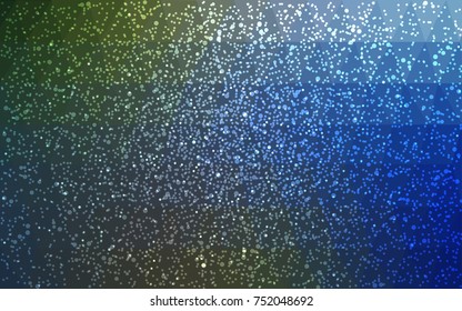 Dark Blue, Green vector low poly crystal background with snowflakes. Polygon christmas design pattern . Low poly illustration of New Year celebration.