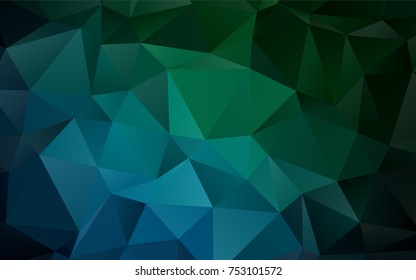 Dark Blue, Green vector low poly pattern. Creative illustration in halftone style with gradient. The template can be used as a background for cell phones.